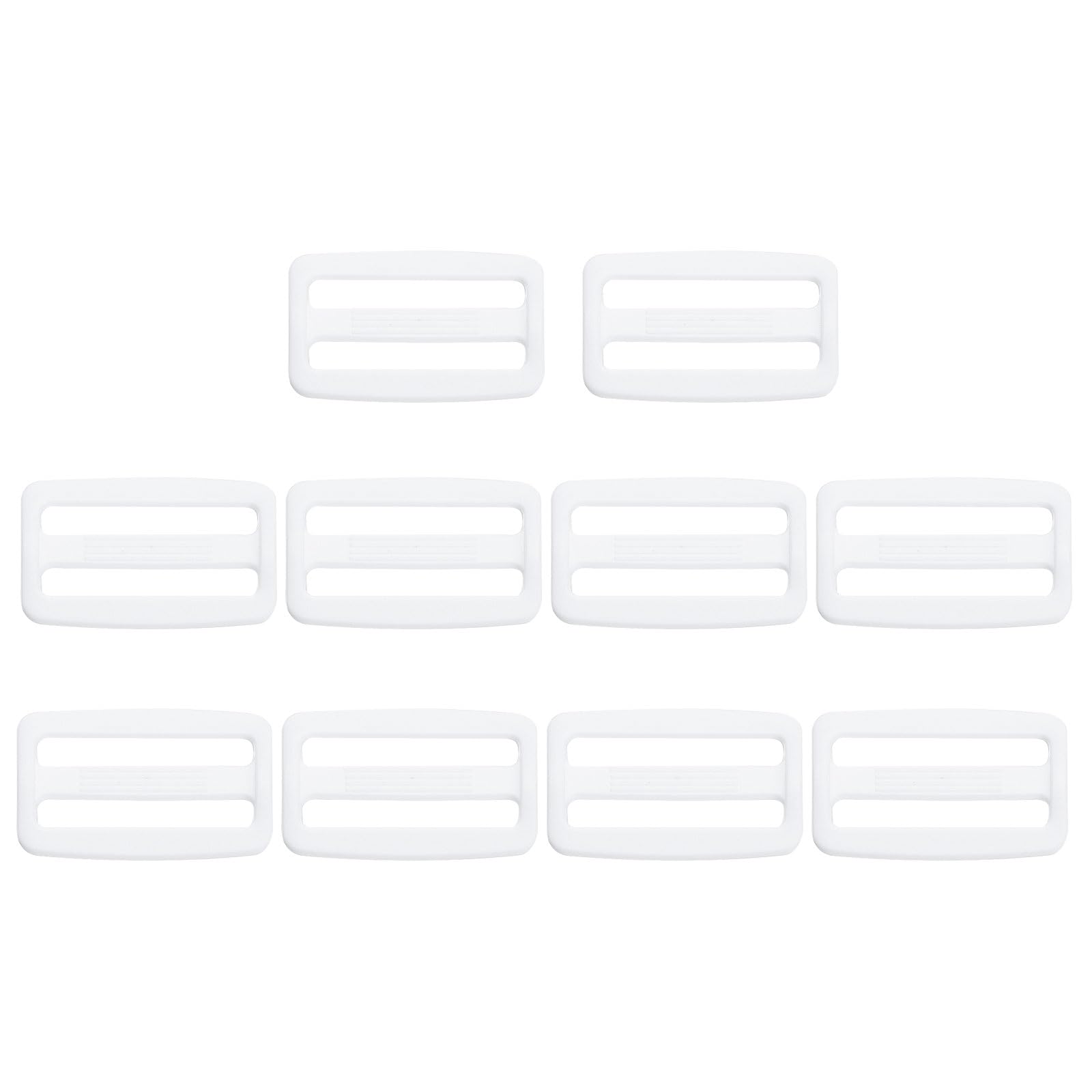 PATIKIL 38mm Tri-Glide Slide Buckles, 10 Pack Plastic Webbing Strap Fastener for Backpack Bag Belt, White