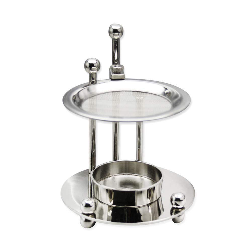 NKlaus incense burner Ø 9cm brass nickel plated incense burner silver incense stand height adjustable for incense incense resins on tea light 2759
