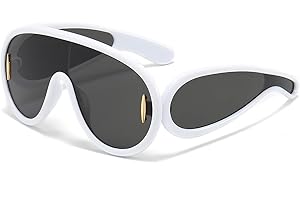 AWGSEE Trendy Wave Mask Sunglasses for Women Men Oversized Shield Sun Glasses Fashion Designer Style