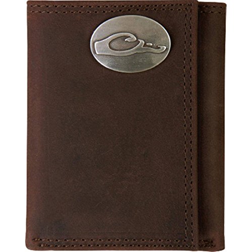 Drake Waterfowl Leather Tri-Fold Wallet with The Metal Oval Logo, Brown, DA7005-LEA