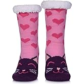 LINEMIN Womens Winter Slipper Socks With Grippers Cozy Warm Cute Fuzzy Slipper Socks