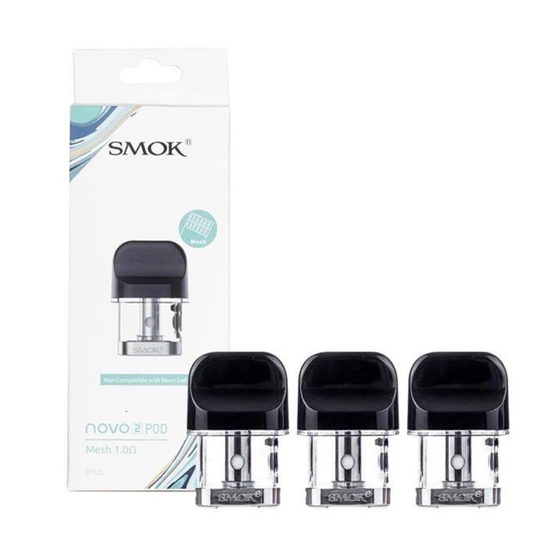 SMOK Novo 2 Replacement Pods, 1.0 Ohm, Mesh, 2mL Capacity, Built-in Coil, Works With Novo POD Series, SMOK Vaping PODs, Pack of 3, No Nicotine
