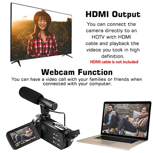 Video Camera 4K Camcorder Vlogging Camera Recorder with Microphone 30MP