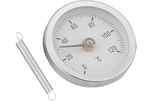 Fdit 63mm Waterproof Dustproof IP55 0-120° Bimetal Temperature Spring Thermometer Pipe Clamp-On Thermometer