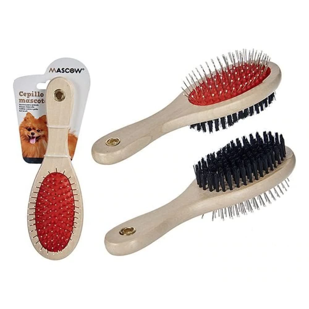Mascow S3606526 Wooden Dog Brush, Various Materials, Multicoloured, 6 x 24.5 x 9.5 cm
