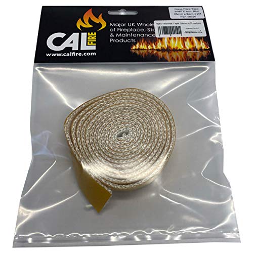 CHIMSOC White Thermal Self Adhesive Tape for Stove Glass - 25mm x 2mm x 2 Metres