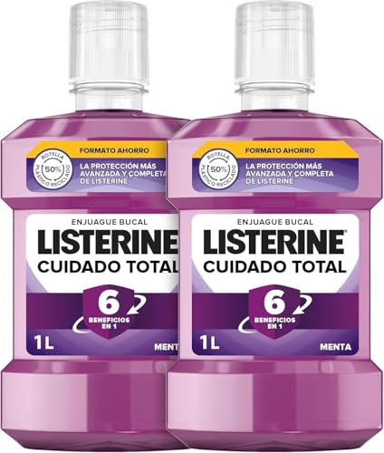 Cuidado Total (pack de 2 x 1 L), enjuague bucal con flúor, colutorio bucal con 6 beneficios en 1, elixir bucal para una limpieza bucal completa