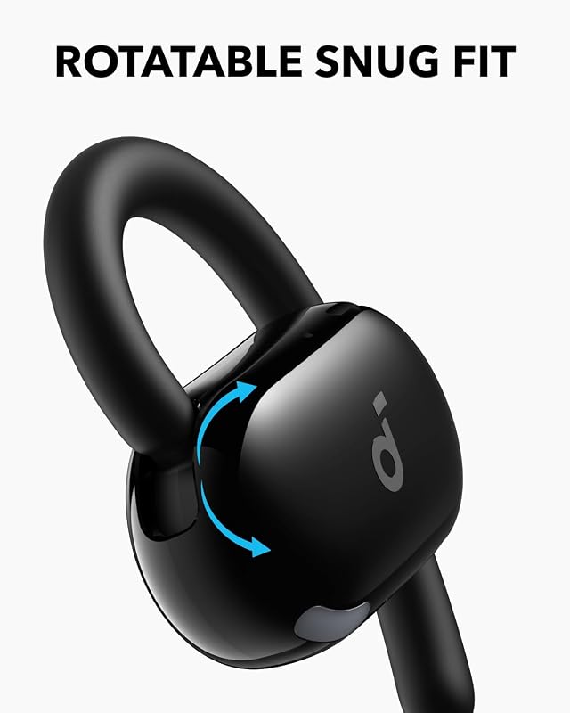 Fones de ouvido abertos soundcore anker v20i, ganchos giratórios para os ouvidos, ajuste justo, graves potentes, chamadas nítidas, ip55, luzes led, bateria de 36 horas, bluetooth 5.4, conexão multiponto