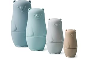 OESSUF Nesting Dolls | Russian Silicone Nesting Dolls for Toddlers | Matryoshka Doll Montessori Educational Toy | Bear Stacking Nesting Doll Toys | Gift for Kids 3 Years Up