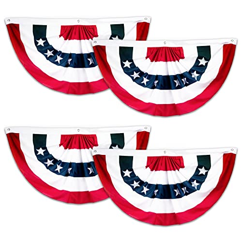 4 Pack American Flag Bunting Banner, USA Pleated Fan Flag 1.5x3 Ft US Patriotic Bunting Flags, 4th of July Independence Day Banner USA Bunting Decoration Flags for Memorial Day, Veterans Day