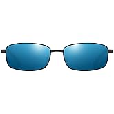 ZHILE Wrap Polarized Sunglasses Rectangular Metal Frame Classic Style Large Size