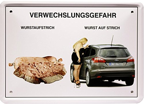 Humour Tin Plaque 15 x 21 cm Verwechselungs Danger Sausage Spread Funny Saying MJ 208