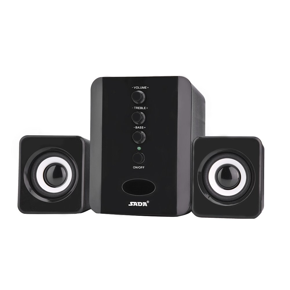 Garsent Speaker PC, Wired Mini USB Speaker with Subwoofer PC Gaming Speaker System for Cellphone, Tablet, Laptop, PC, Desktop Computer and Other Audio Devices.(Black)