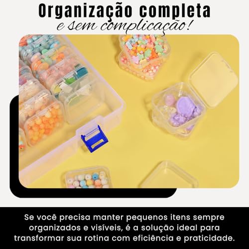Caixa Organizadora com 24 Mini Organizadores Transparente com Tampa - Mini Recipientes de Armazenamento Joias Bijuterias Miçangas Parafusos Artesanato Costura Acessórios - Shop100