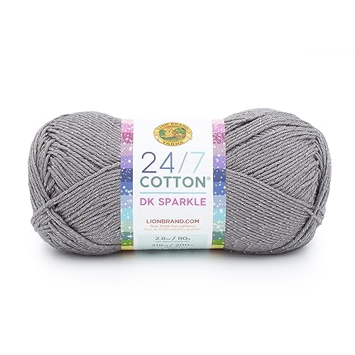 Lion Brand Yarn 24/7 Cotton DK Sparkle Lightweight Yarn for Crochet, Knitting,…