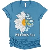 Love in Faith Christian Shirts for Women | I Can Do All Things Daisy | Faith Shirts for Women – Christian T Shirts
