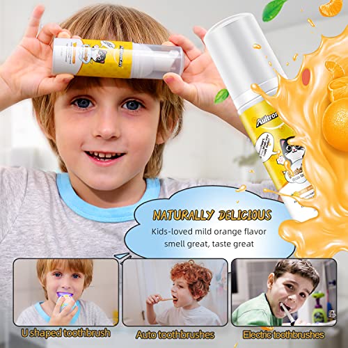 Foam Toothpaste Kids, Fluoride Free Toddler Toothpaste with Orange