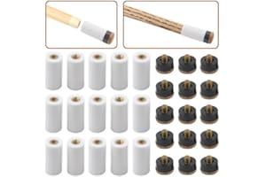 XINGYHENG 15 Set(30pcs) Billiard Cue Pure White Ferrules with Super Cue Screw-on Replaceable Tips(13mm Brown Tip Set)