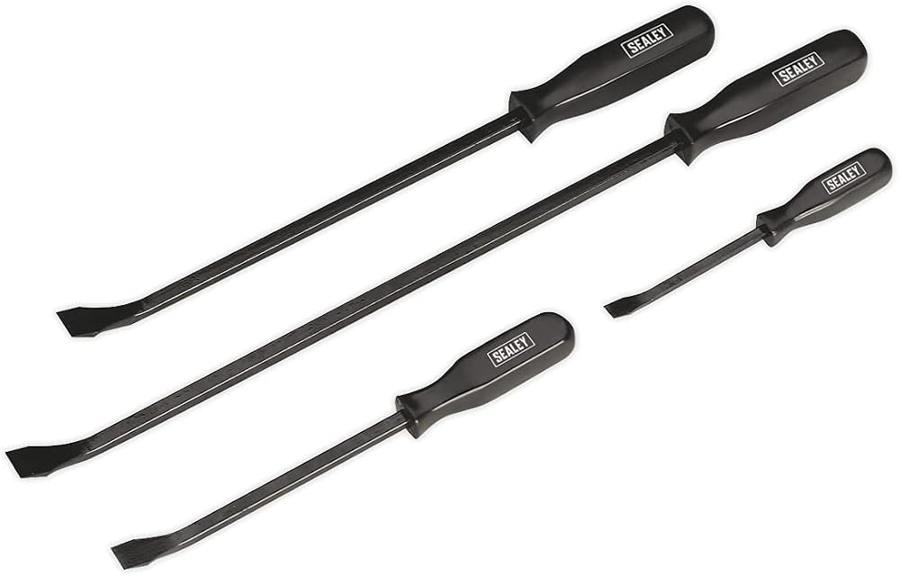 Sealey Pry Bar Set 4pc AK206 Carbon Steel Flat Head 200 300 450 600mm