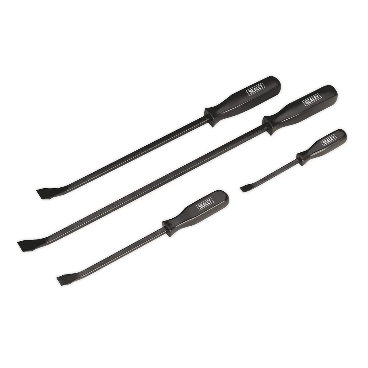 Sealey Pry Bar Set 4pc - AK206, High Grade Carbon Steel, Chrome Vanadium, Flat Head, 200, 300, 450, 600mm