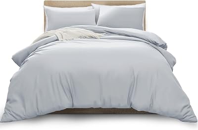 MOONLIGHT20015 Double Duvet Cover Set Silver Solid Soft Bedding 200x200