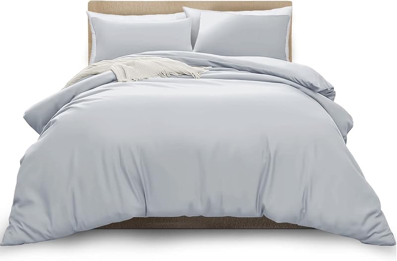 MOONLIGHT20015 Double Duvet Cover Set Silver Solid Soft Bedding 200x200