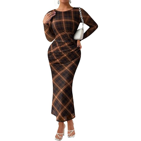 Women's Plaid Swing Dress – Tie Front, Spaghetti Strap, High Waist Maxi Dress For Casual & Vacation