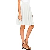 Urban CoCo Women's Basic Midi Skirt Versatile Stretchy Flared Casual High Waisted Skirt
