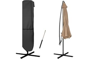 MEANCHEN Patio Umbrella Cover - Fit 7ft-11ft Market/15ft Double-Sided Umbrella - 420D Oxford, Waterproof,Black