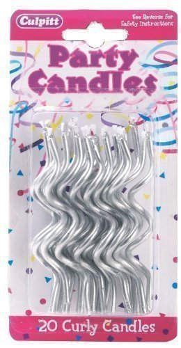 20 Cake Decorating Silver Curly Candles by Culpitt