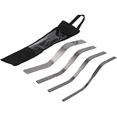 Masonry Slicker Jointer Tool Set for Brick Tile, 4 Pcs Steel Tuck Pointing | ①Premium 201 Stainless Steel ②8 Sizes in 4 Double-Ended Tools ③135&deg; Z-Bend Ergonomic Handle ④Oxford Cloth Bag Included