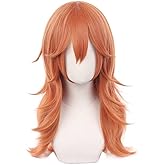 RuijiCOS Long Dark Orange Cosplay Wigs for Women Halloween Costume Curly Wig for Party