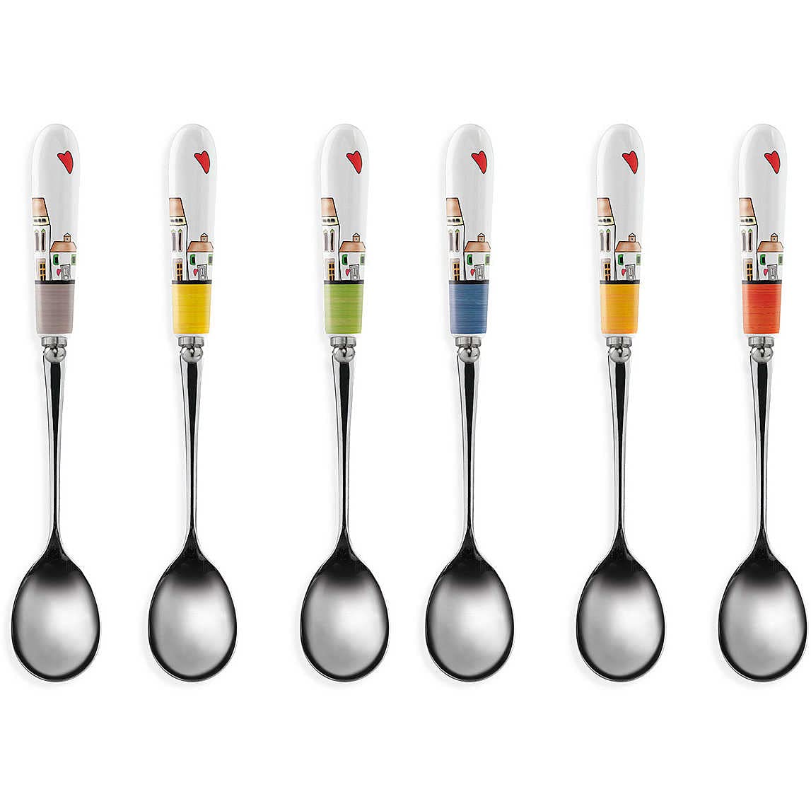 Egan 6 Alloy Steel Teaspoons, 15 x 2.3 x 1 cm, Multi-Colored Handles, Pack of 6