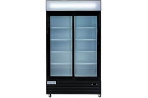 Empura 45" Reach-In Refrigerator with Two-Sliding Glass Door | Merchandiser Beverage Display Fridge for Convenience Grocery Store | 36 Cu. Ft. | 44.5"W x 27"D x 79"H, Black Exterior Steel, 115V, NSF