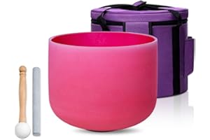 SOUNDELLO red C Note 10 inch Quartz Crystal Singing Bowl, for Healing Mindfulness Meditation Yoga Sound Baths, with Case Rubb