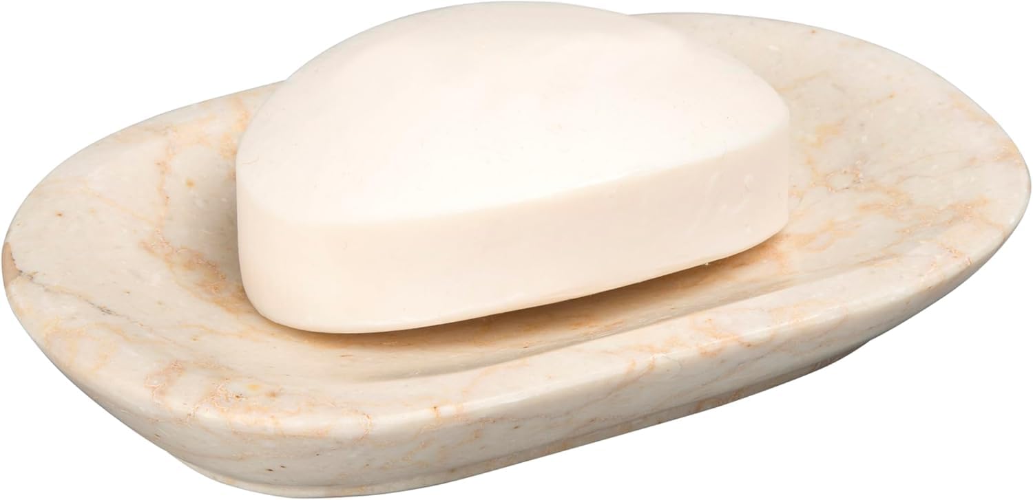 Creative Home Soap Holder, Double Rings Collection, Marble, Beige, 5-5/8" x 3-3/4"