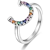 Hapour 925 Sterling Silver Rings for Women Cubic Zirconia Eternity Bands for Women Stackable Vintage Rings Statement Rings