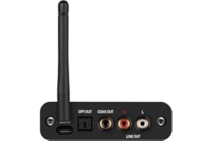 BluDento B2 aptX HD LDAC True Hi-Fi Bluetooth v5.1 Audio Receiver, Built-in ESS DAC for Analog Stereo RCA Output, Enhanced Working Range, Digital Coaxial & Optical Outputs