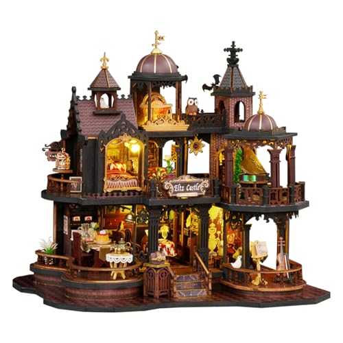 SUNNINO DIY Miniature Dollhouse Kit, Miniature House Kit, Mini House Building Kit with Furnitures Creative Crafts Christmas Birthday Gifts Home Decor for Family Friends(Edinburgh Castle)