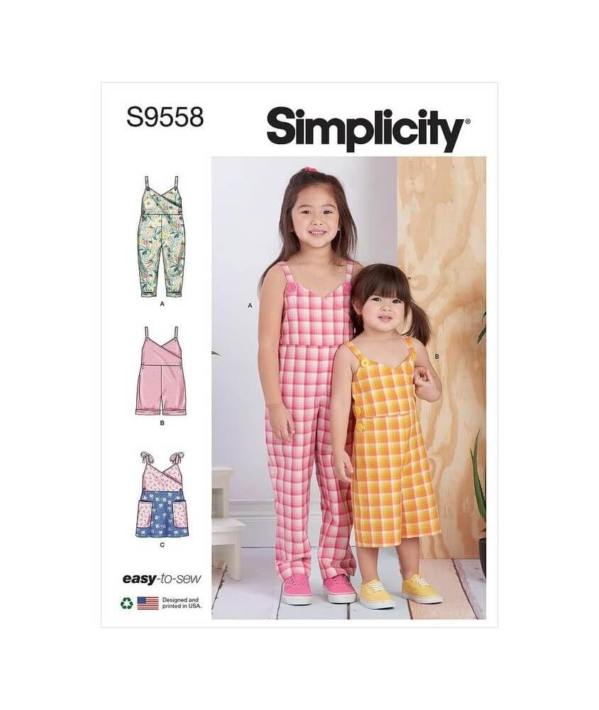 Simplicity SS9558BB Toddlers' and Children's Jumpsuit, Romper and Jumper BB 4-5-6-7-8