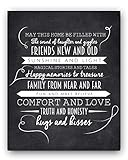 Ocean Drop Designs - 'May This Home' Quote Chalkboard Style Typography Wall Art - Print ONLY - Perfect Housewarming Gift (8"X10")