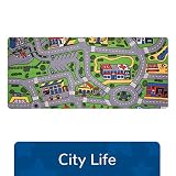 Learning Carpets City Life Play Carpet, 79" by 36" - City-Themed Play Carpet Develops Imagination - Skid-Proof Gel Backing - Durable - Self-Contained Play Carpet for Hours of Fun - Indoor/Outdoor Use