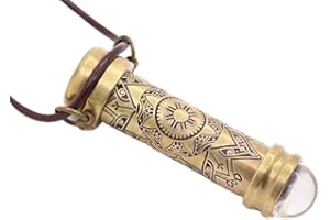 ROORKEE INSTRUMENTS (INDIA) A NAUTICAL REPRODUCTION HOUSE RII Brass Teleidoscope/Kaleidoscope Pandent with leather Cord Necklace, Etched Mandala Pattern Locket, Pocket Scope -A unique Gift for Loved Ones