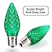 Brizled 25 Pack C9 Green Light Bulbs, LED Replacement Bulb, Commercial Grade, 5 Diode (Led's) in Each Bulb. E17 Base Bulbs, Decorative light bulbs for St Patricks Day, Roof, Patio, Lawn, and Garden.