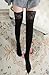 Zelta Women's Lace Top Over the Knee Socks Stocking Knee-High Hosiery Soft Cotton (Black)