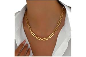 Mauzew 18K Gold Plated Chunky Chain Necklace for Women Thick Cuban Curb Chain Green Gemstone Pendant Toggle Necklace Dainty L