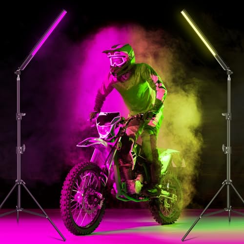 2 Pack Full Color RGB LED Video Light, 2500K-6500K, CRI95+, Full Color, 0-100% Adjustable, Adjustable Brightness for TikTok, Vlog, YouTube and Photography