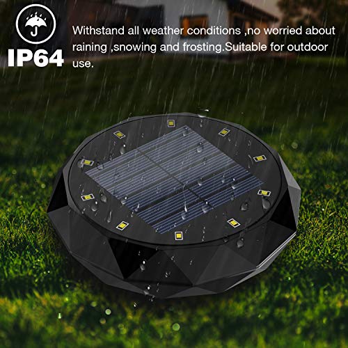 Leknes Solar Ground Lights,Upgrade Solar Powered Solar Garden Lights Solar Disk Lights Outdoor Waterproof Solar Landscape Lighting Auto on/Off with Sensor for Patio Pathway Garden Lawn Yard, 4 Pack
