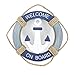 Wooden Nautical Life Ring Wall and Door Hanging Ornament Plaque,Welcome On Board,11.6