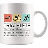 Panvola Triathlete Definition Mug Athlete Gifts Swimmer Biker Runner Sports Player Ceramic Mug Novelty Drinkware (White)